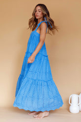 Brynna Tied Shoulder Maxi Dress Blue